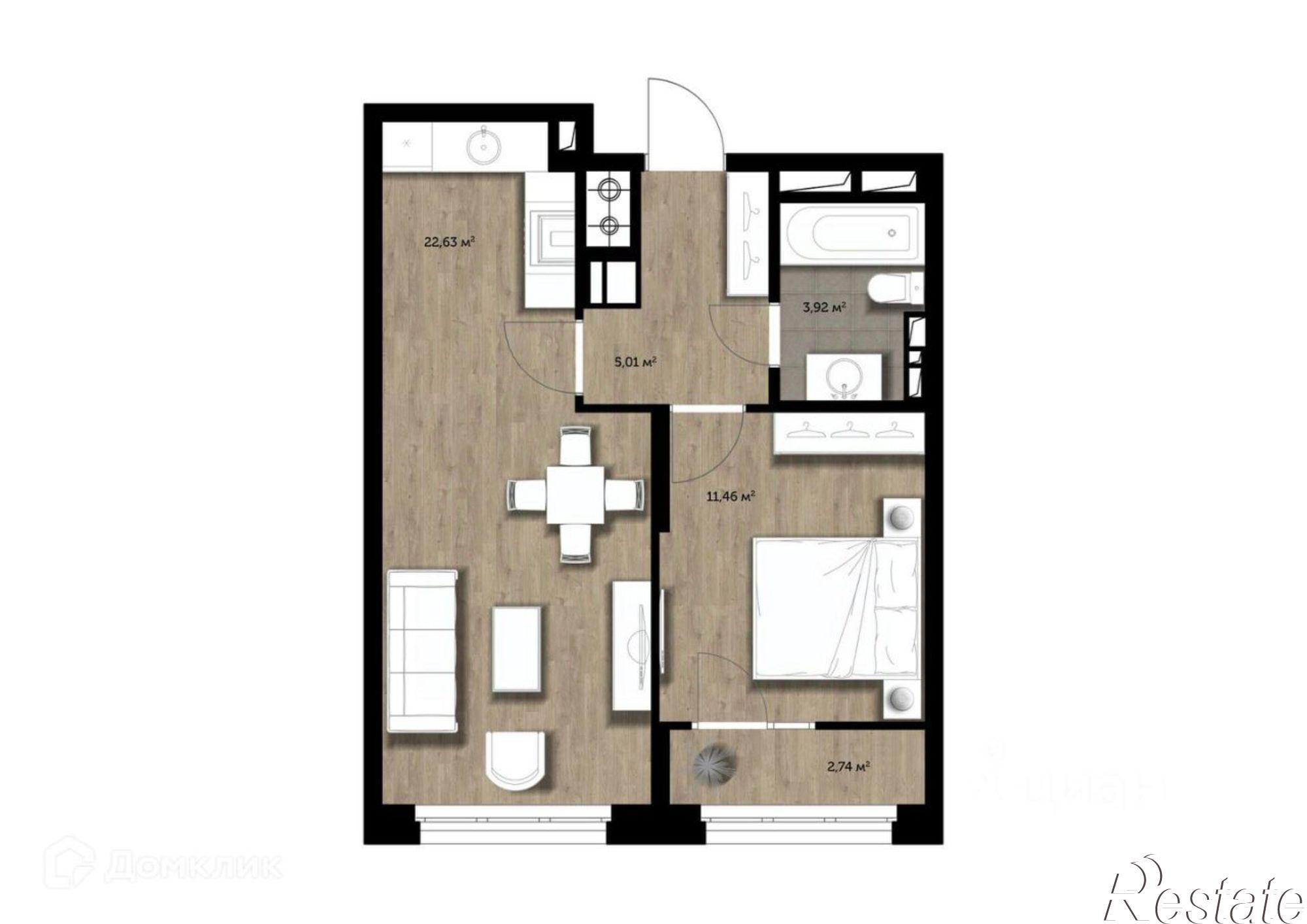 Купить квартиру за 7 586 250 рублей на Гражданская улица, 19