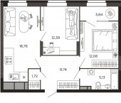 2-комн, 62 кв м, этаж 3/8 Затинная улица, 3