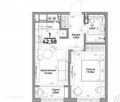 1-комн, 42 кв м, этаж 8/11 улица Лермонтова, 22