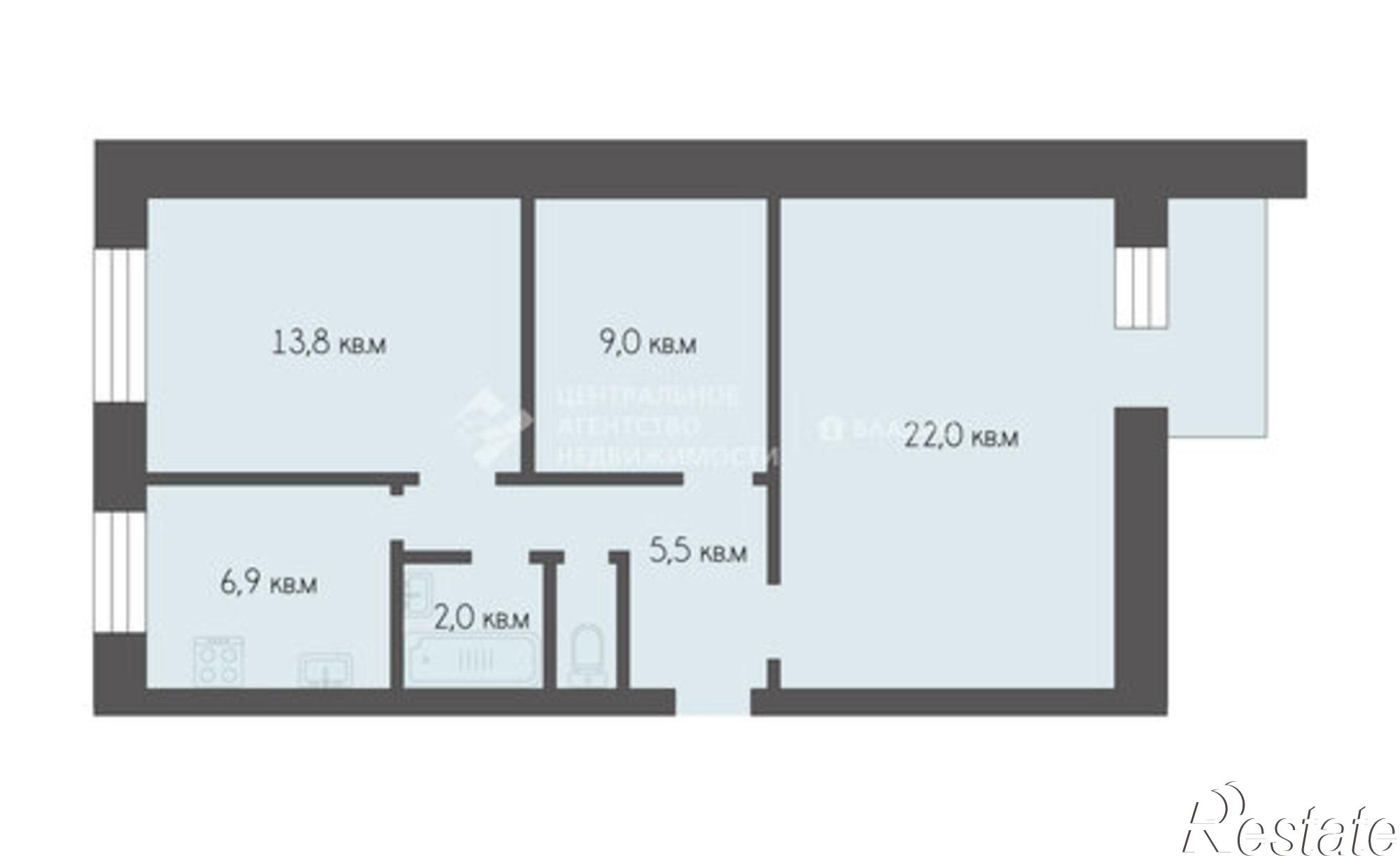Купить квартиру за 3 490 000 рублей на Дачная улица, 5