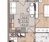 1-комн, 43 кв м, этаж 6/8 поселок Шпалозавода, 7