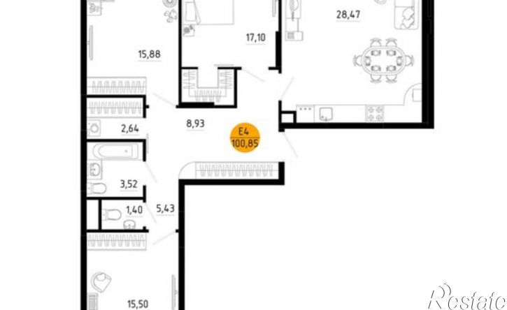 3-комн квартира в новом доме Рязань, улица Земнухова, 1