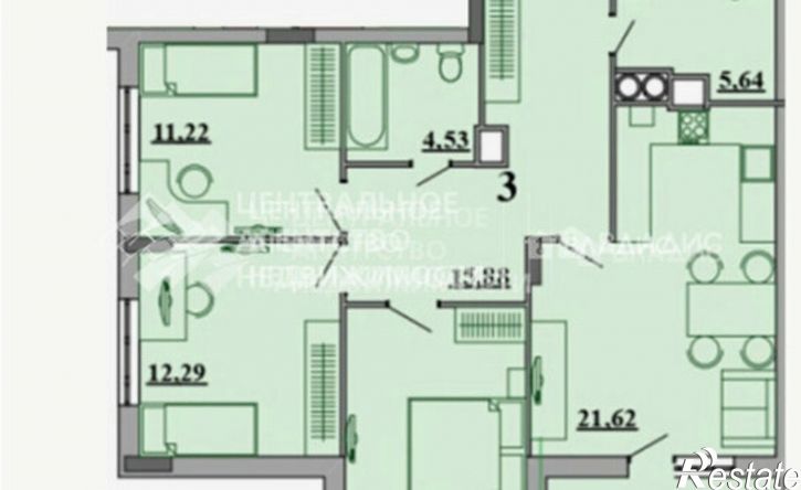 3-комн квартира Рязань, микрорайон Октябрьский городок, 51