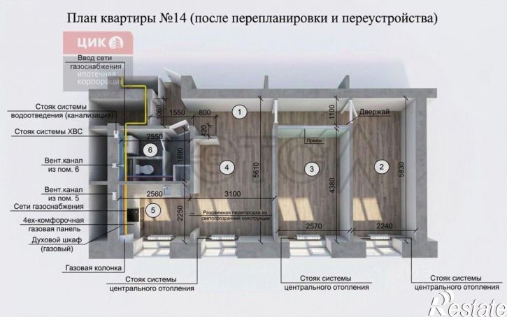 3-комн квартира Рязань г., Железнодорожный
